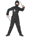 Déguisement ninja commando pour garçon noir avec idéogramme blanc