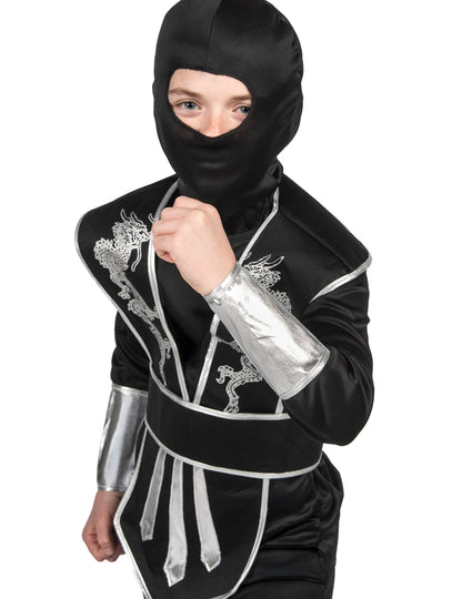 Črni in srebrni fant ninja kostum