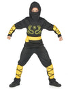 Déguisement de ninja pour garçon noir et jaune avec motifs serpents