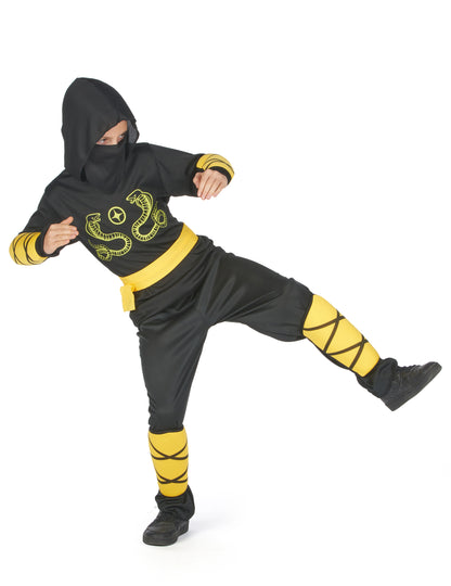 Črni in rumeni fant ninja kostum