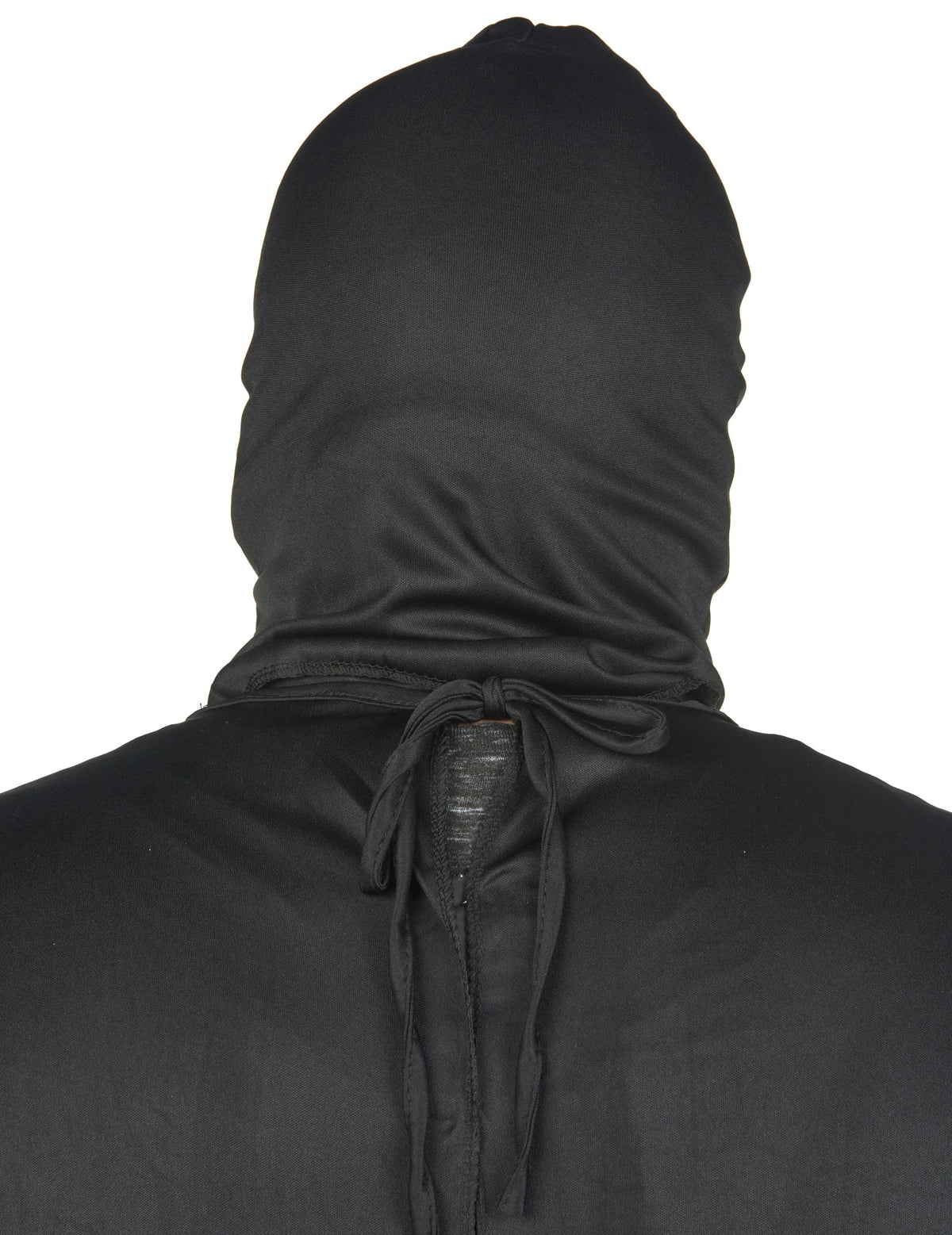Vue de dos de la cagoule du déguisement de squelette