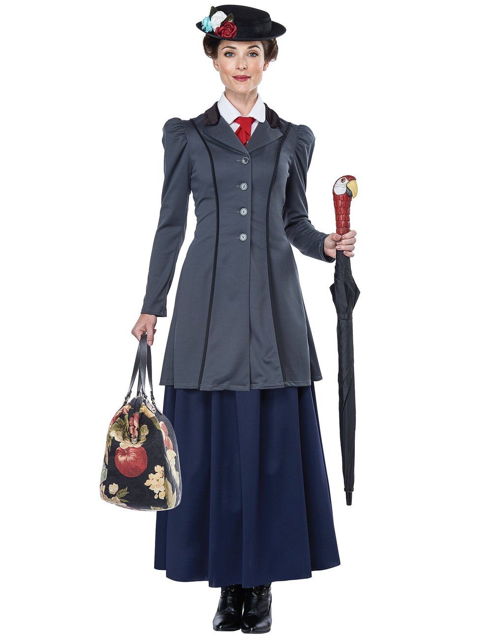Accessoires avec parapluie et sac du déguisement de nourrice anglaise pour femme