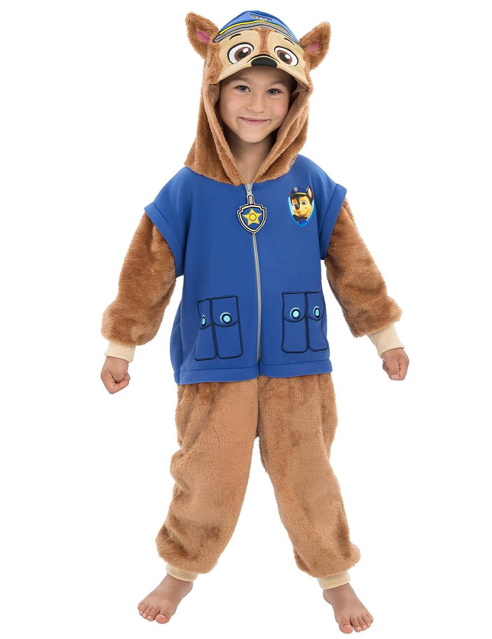 Déguisement Chase Pat'Patrouille pour enfant bleu et marron à capuche