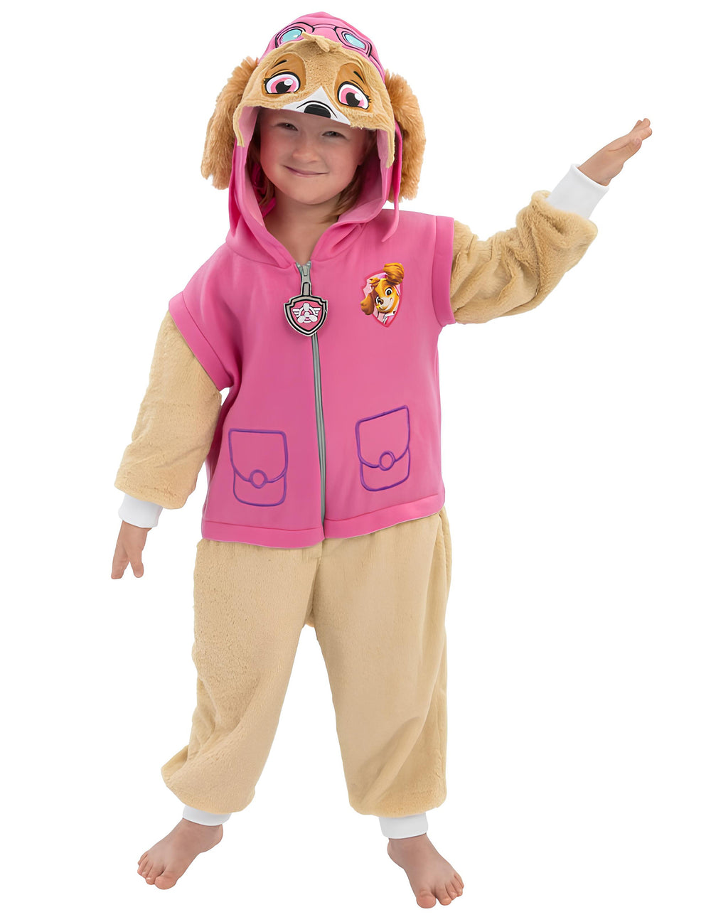Combinaison Stella Pat'Patrouille pour enfant rose et beige avec capuche