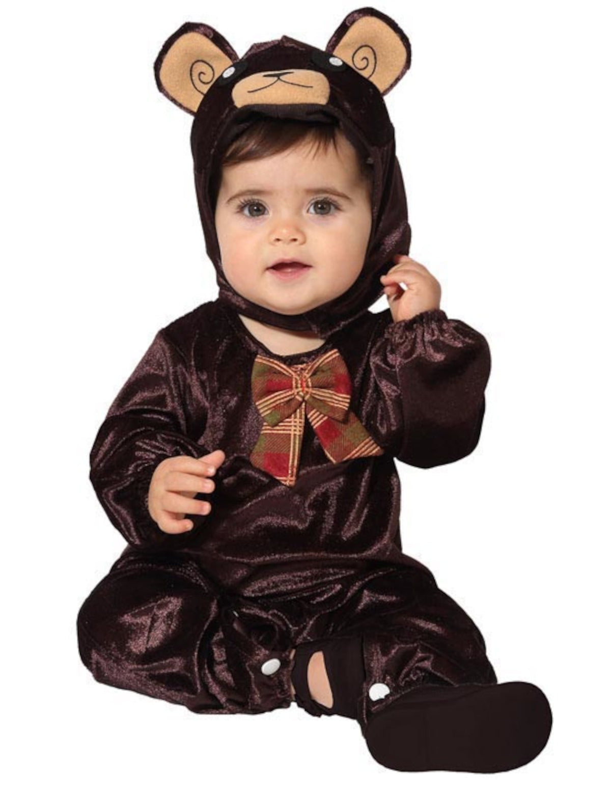 Déguisement d'ourson pour bébé marron avec capuche et nœud papillon