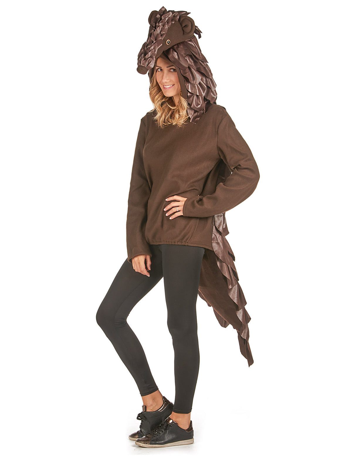 Vue de trois-quarts du déguisement de pangolin pour adulte