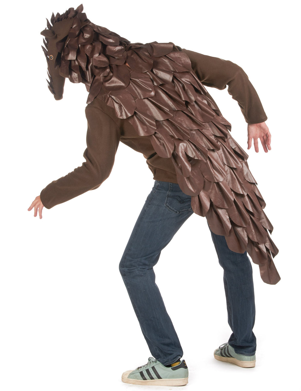 Vue de dos du déguisement de pangolin pour adulte