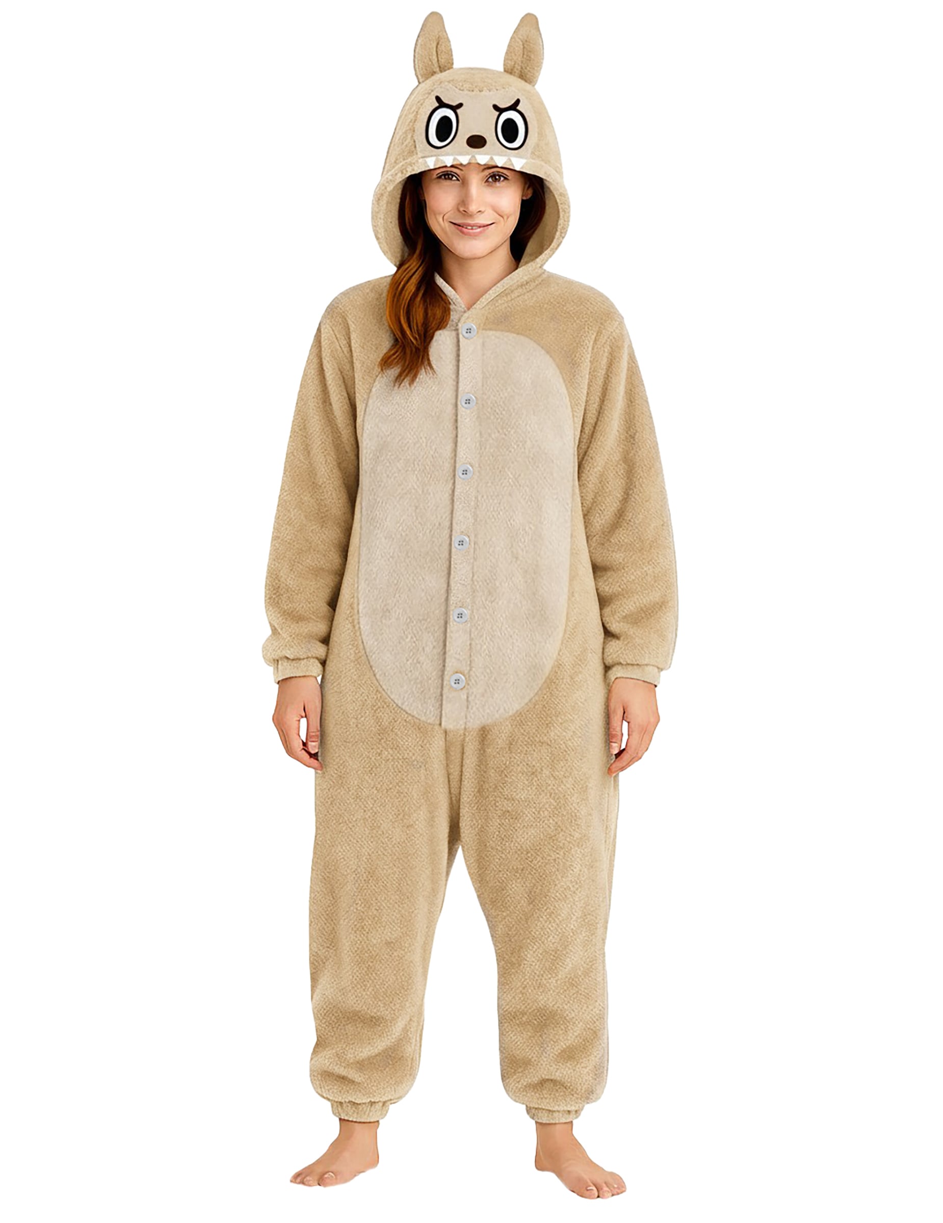 Déguisement peluche monstre pour femme beige
