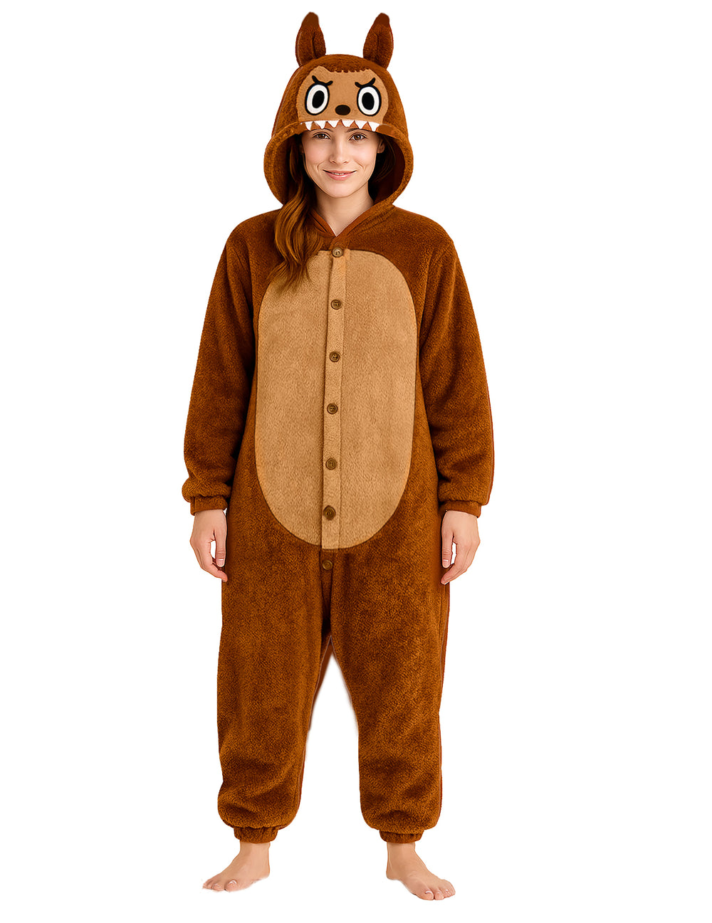 Déguisement peluche monstre pour femme marron