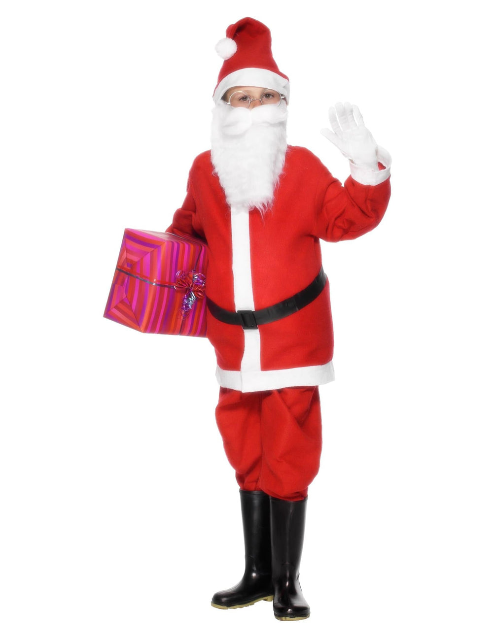 Vue d'ensemble avec cadeau du déguisement de Père Noël pour garçon