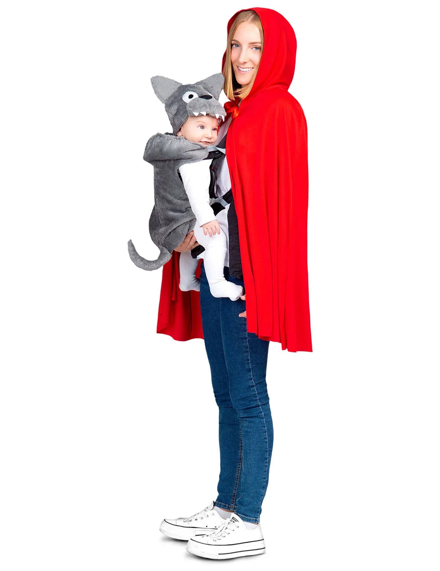 Mala rdeča jahalna kapuca in volk kostumski otroški prevoznik