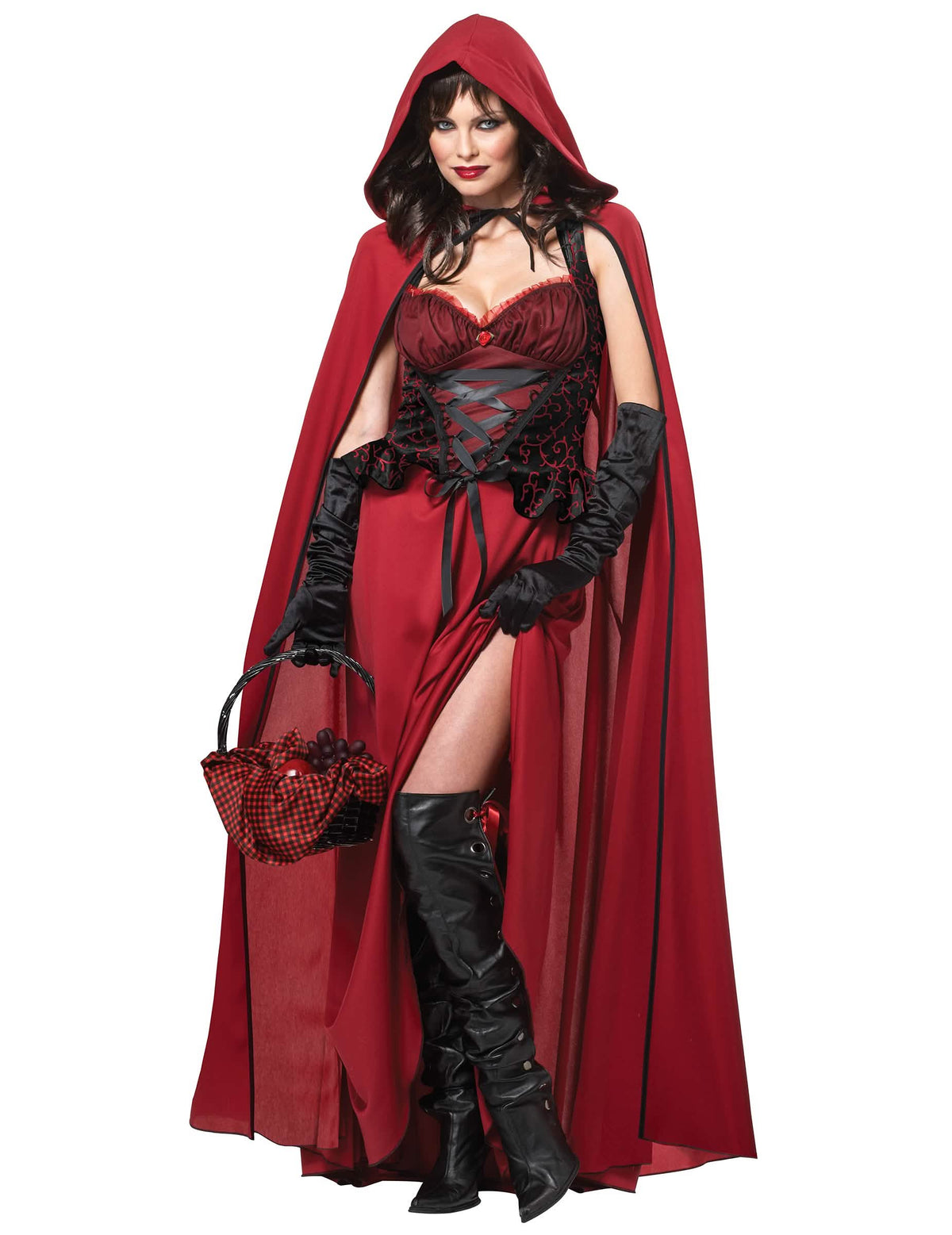 Preobleka Maleficent Malega rdeča in črna za ženska z ogrinjalom s kapuco