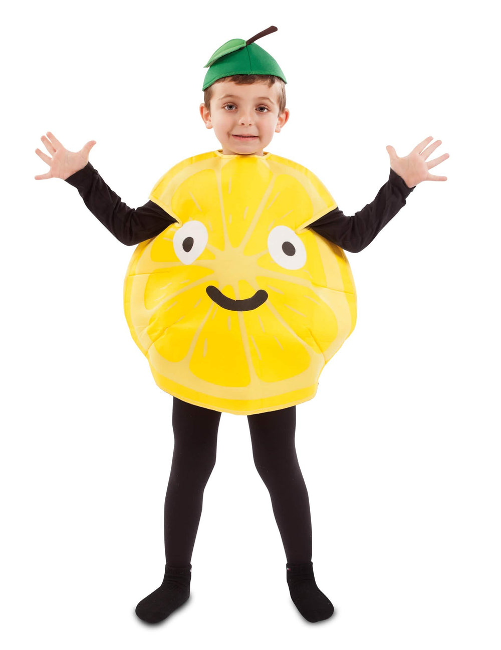 Otroški kostum male limone rumena z zelenim listnatim klobukom