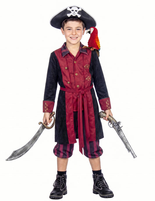 Bordo-črn piratski kostum za dečke