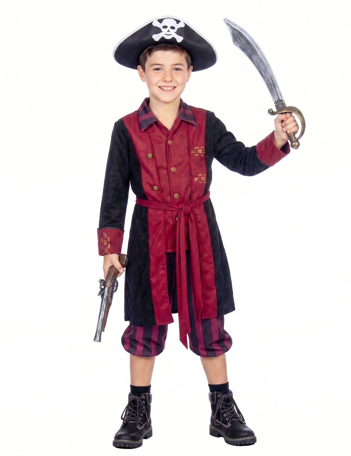 Bordo-črn piratski kostum za dečke