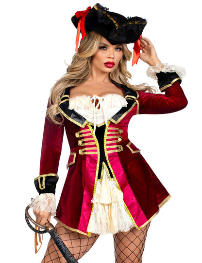 Zapeljiva ženski kostum seksi rdečega pirata 