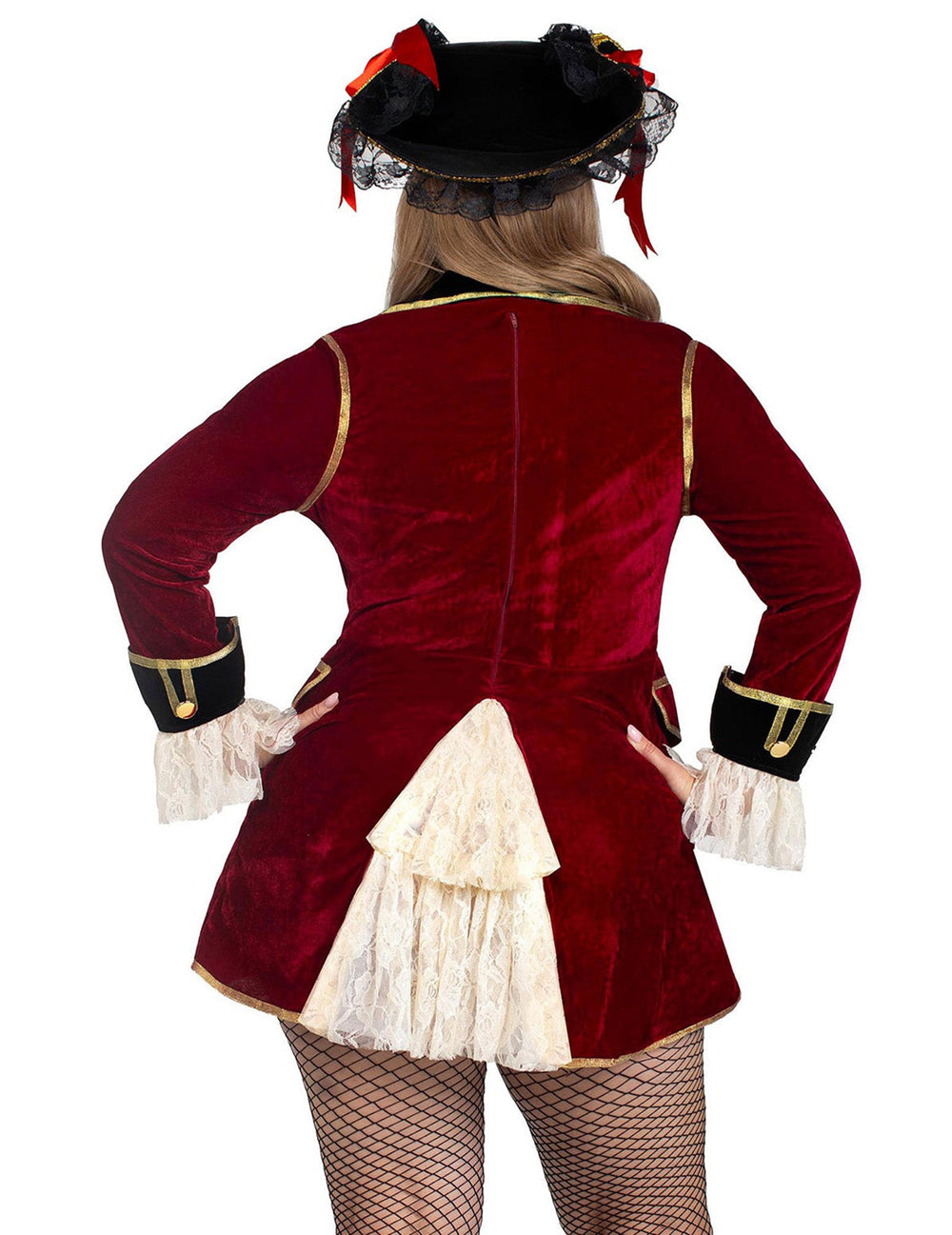 Vue de dos du déguisement pirate sexy pour femme
