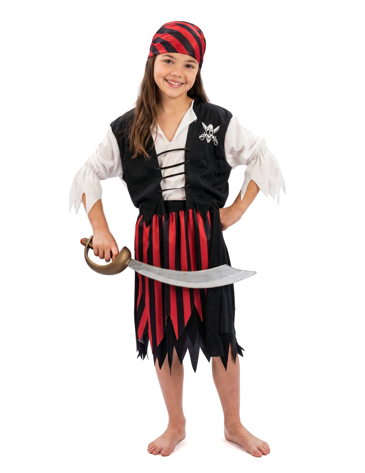 Črna in rdeča korsairna piratska preobleka
