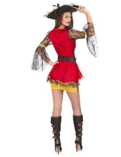 Rdeča in zlata gusarska kostumska ženska