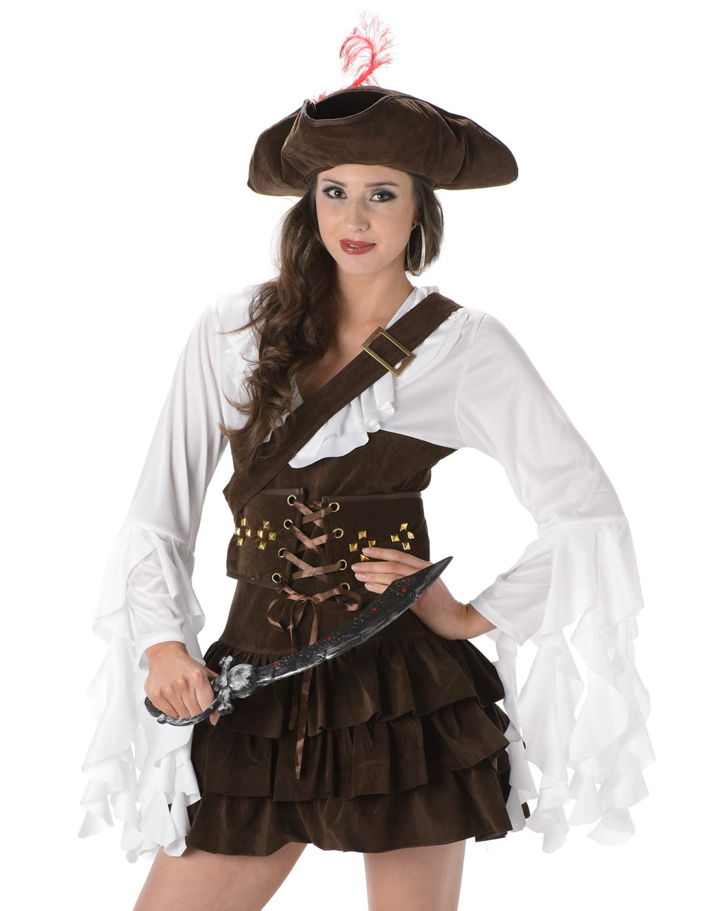 Posnetek od blizu trupa in klobuka piratskega kostuma z učinkom semiša