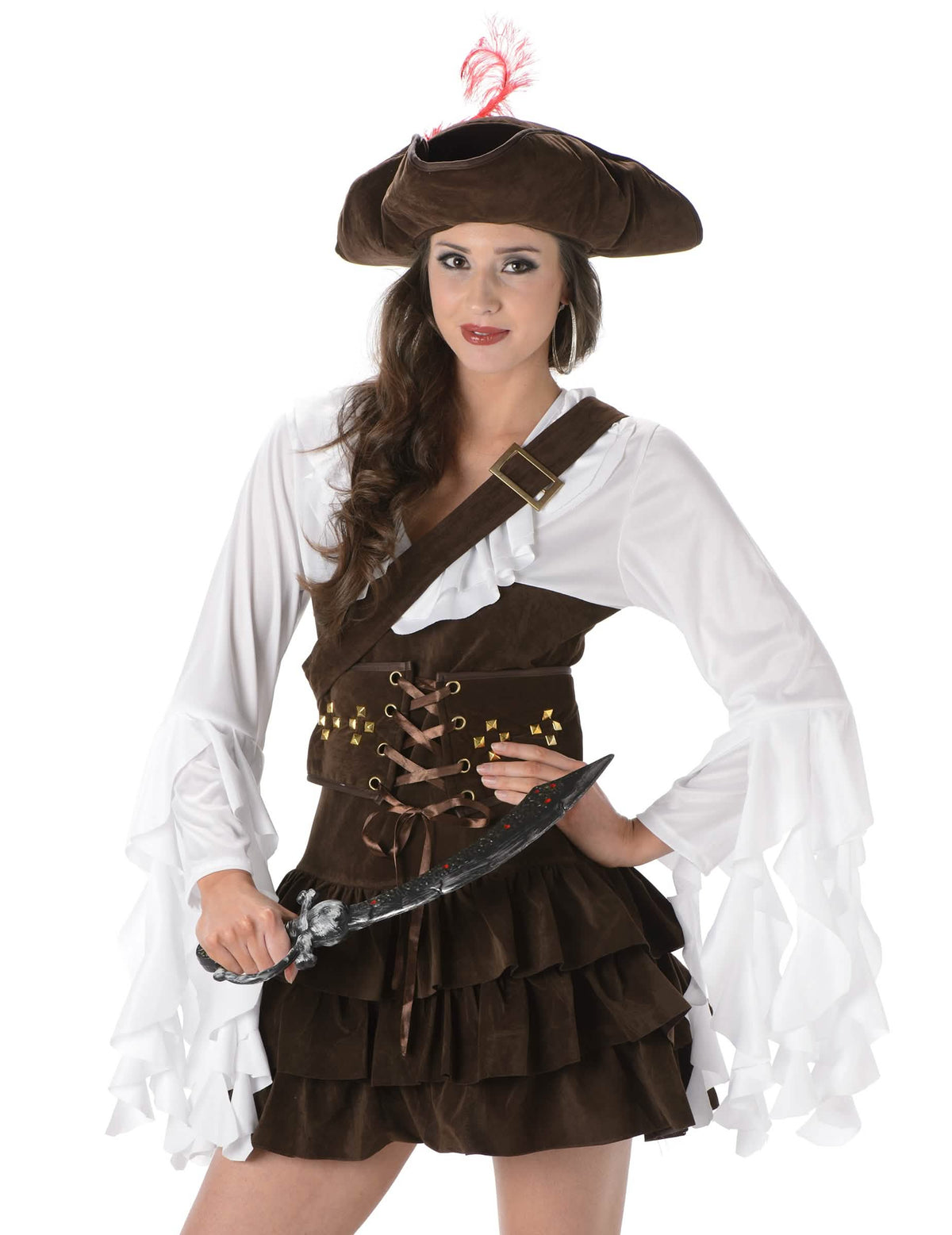 Posnetek od blizu trupa in klobuka piratskega kostuma z učinkom semiša