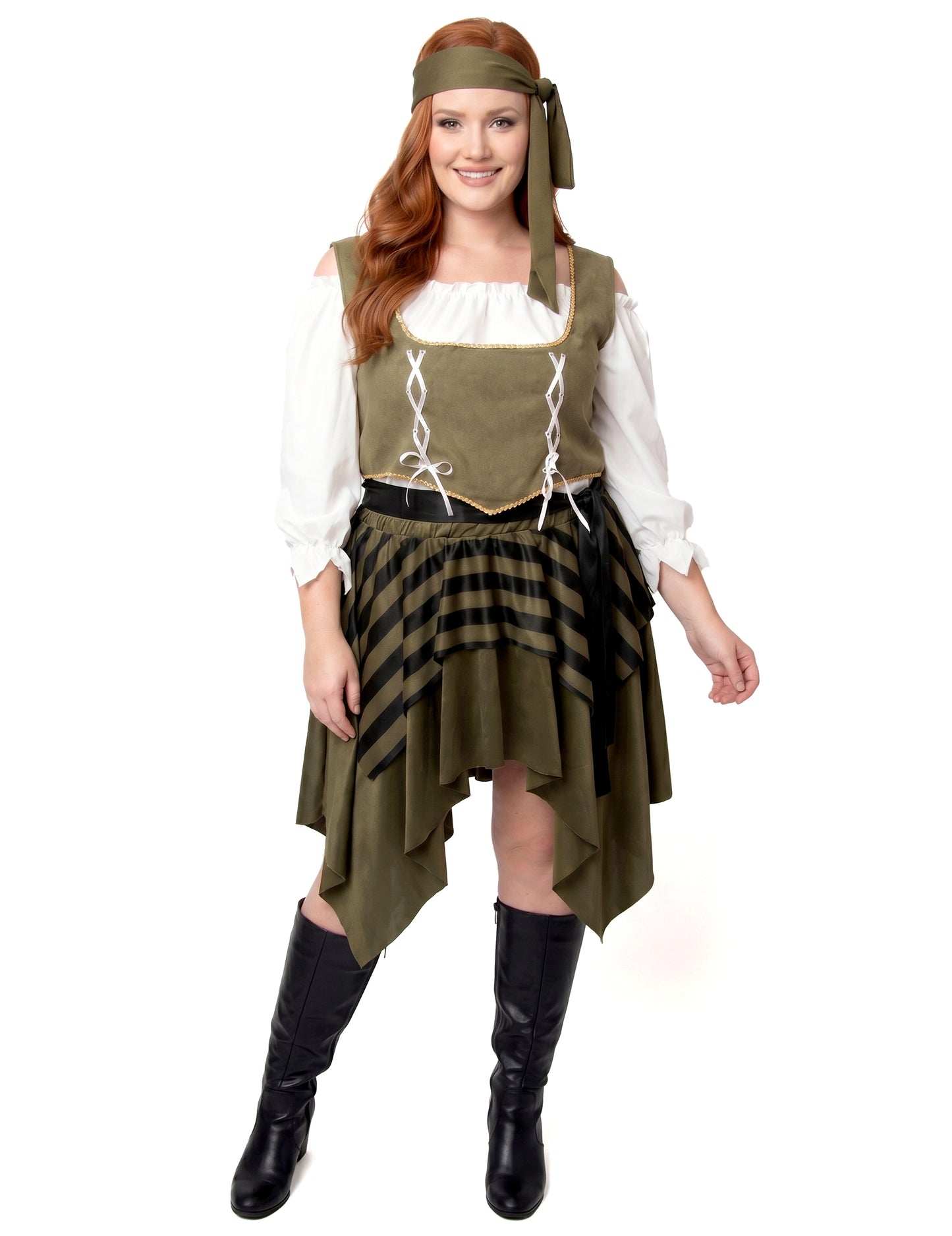 Déguisement pirate flibustière vert grande taille femme