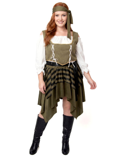 Zelena zelena flibustière pirate velika ženska kostum