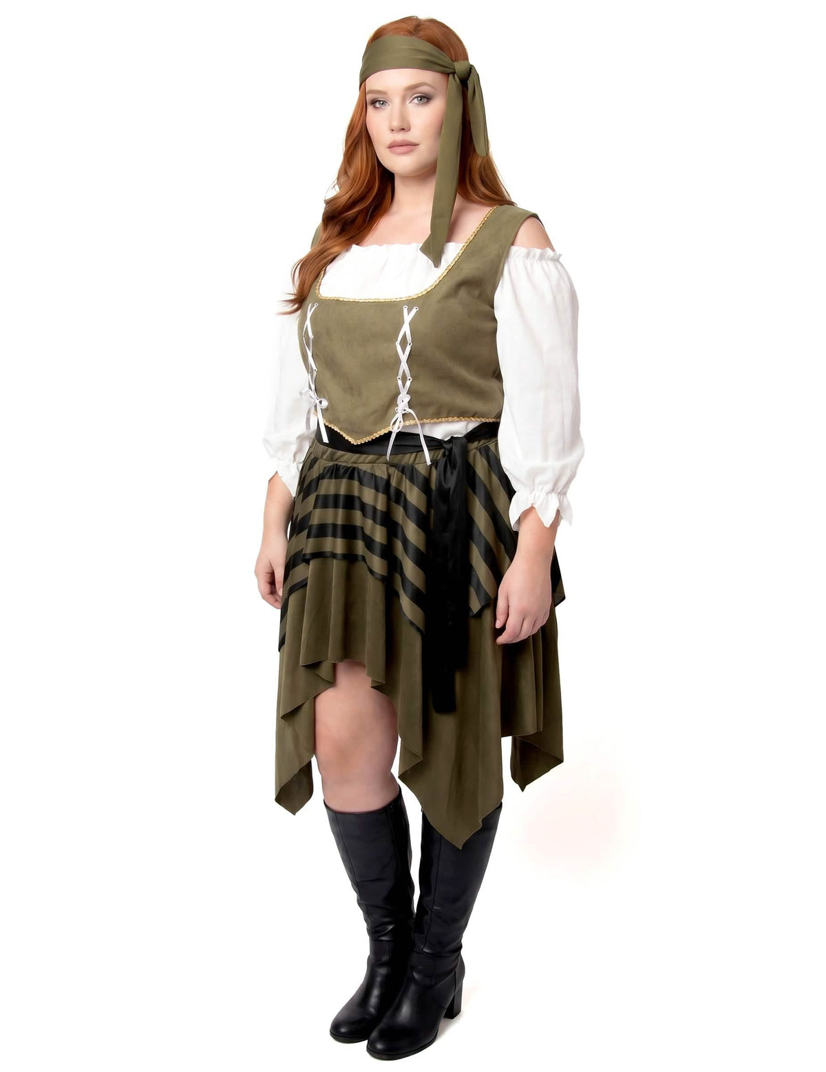 Zelena zelena flibustière pirate velika ženska kostum