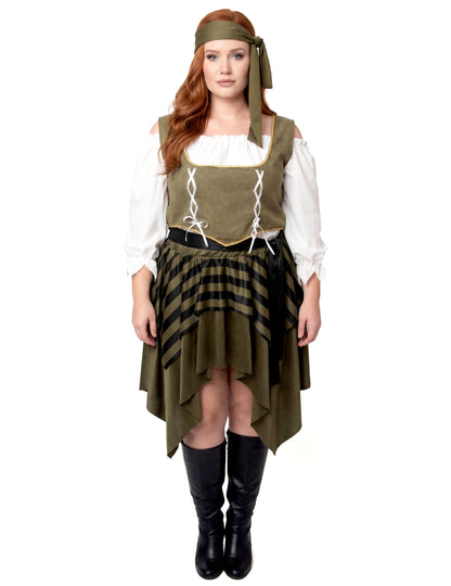 Déguisement pirate flibustière vert grande taille femme