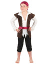 Déguisement de pirate pour garçon marron et blanc avec bandana bordeaux