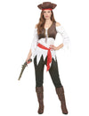 Déguisement pirate pour femme marron et blanc avec chapeau