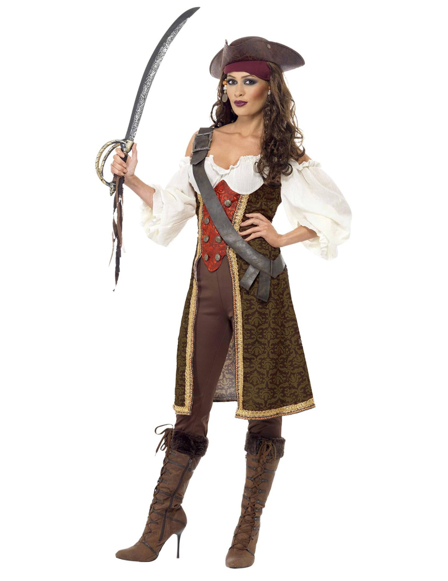 Ženski rjavi piratski kostum