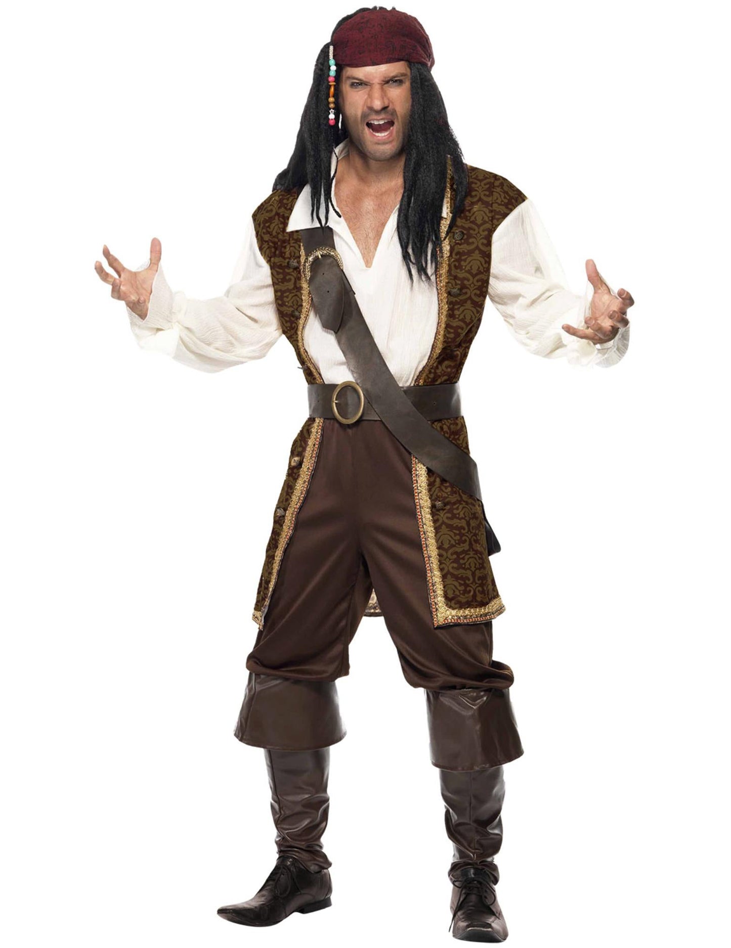 Moški rjavi piratski kostum