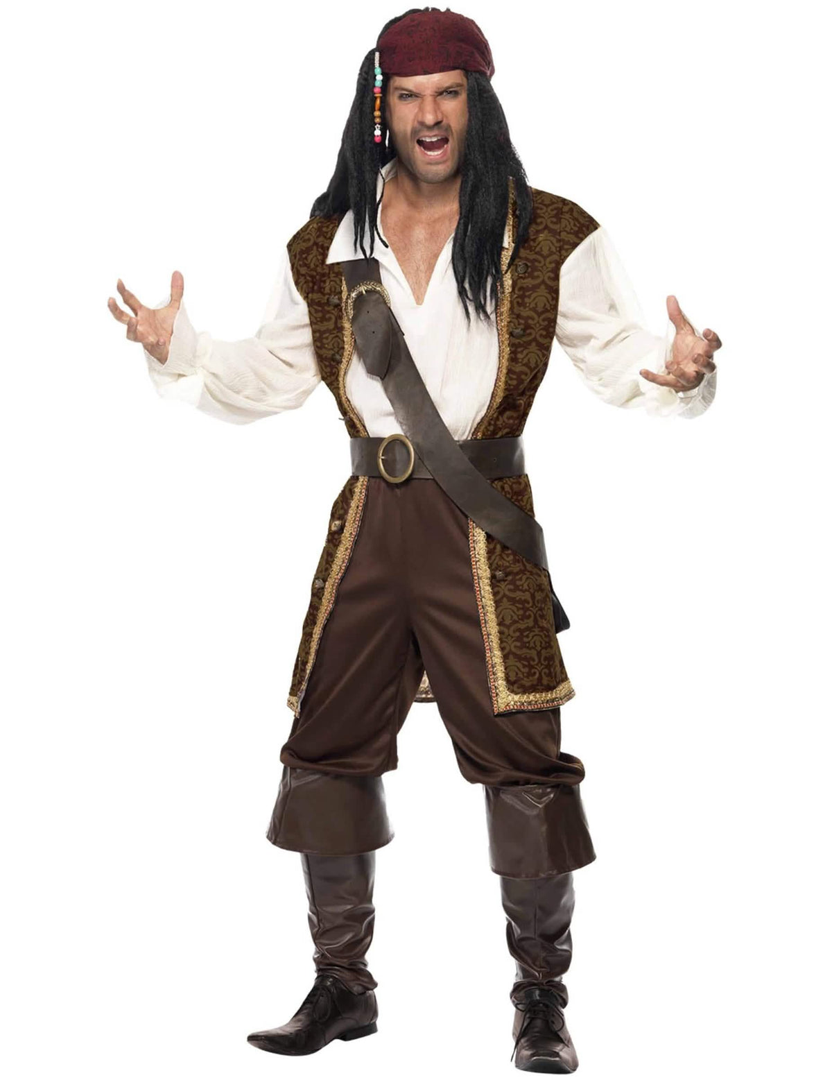 Sprednji pogled na piratski kostum za moški