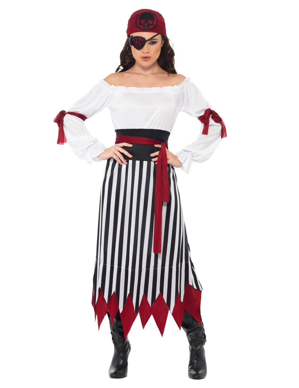 Vue de face du déguisement de pirate pour femme