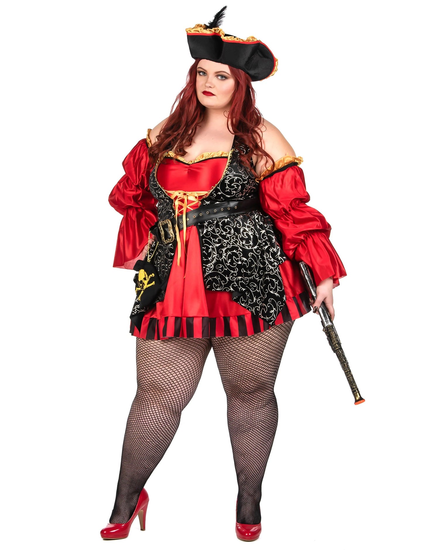 Luksuzna luksuzna rdeča piratska kostumska ženska