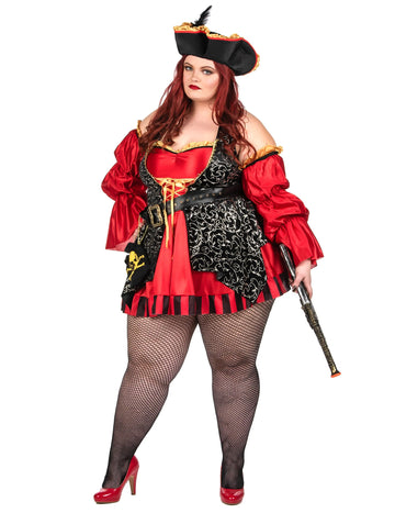 Luksuzna luksuzna rdeča piratska kostumska ženska