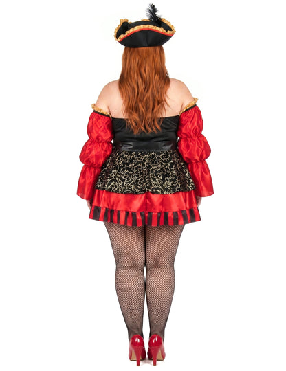 Déguisement pirate rouge luxe grande taille femme
