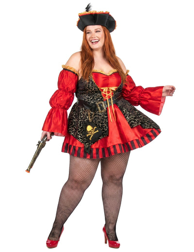 Luksuzna luksuzna rdeča piratska kostumska ženska