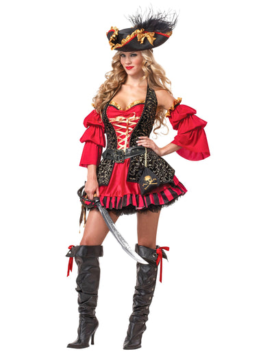 Déguisement Pirate rouge pour femme - Premium