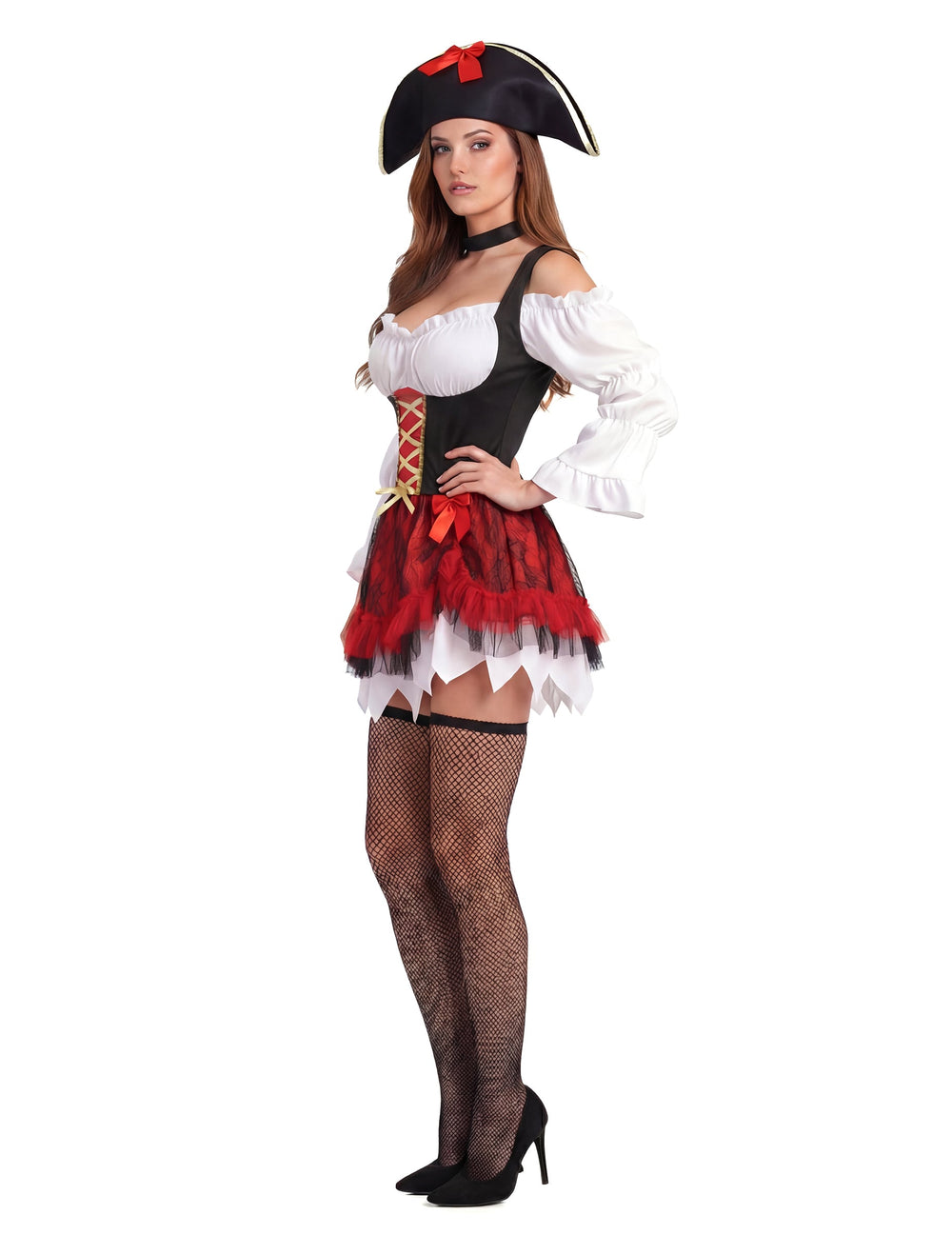 Vue de profil du déguisement pirate sexy pour femme
