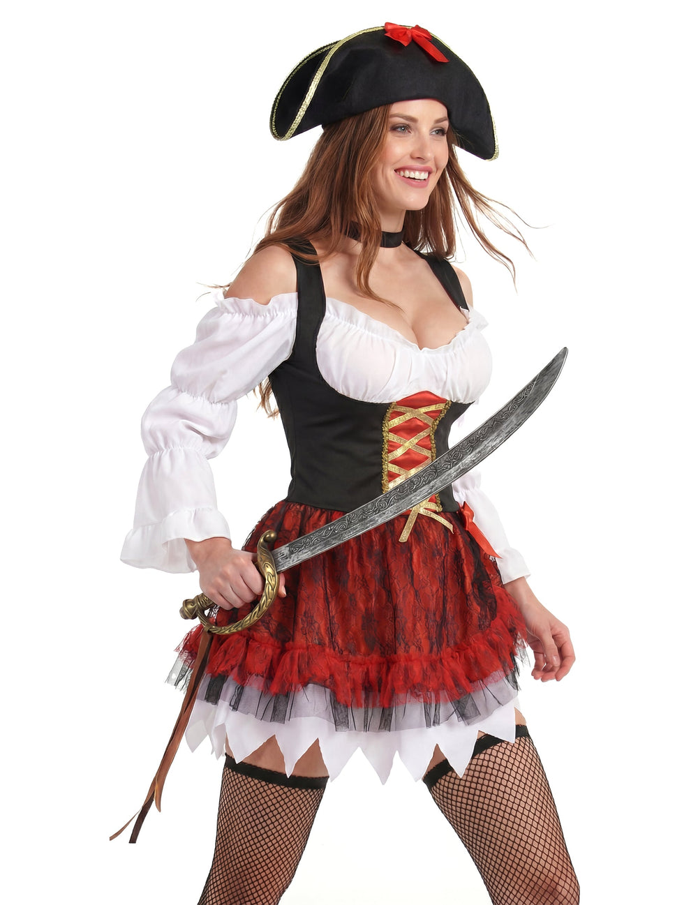 Vue de trois-quarts du déguisement pirate sexy pour femme