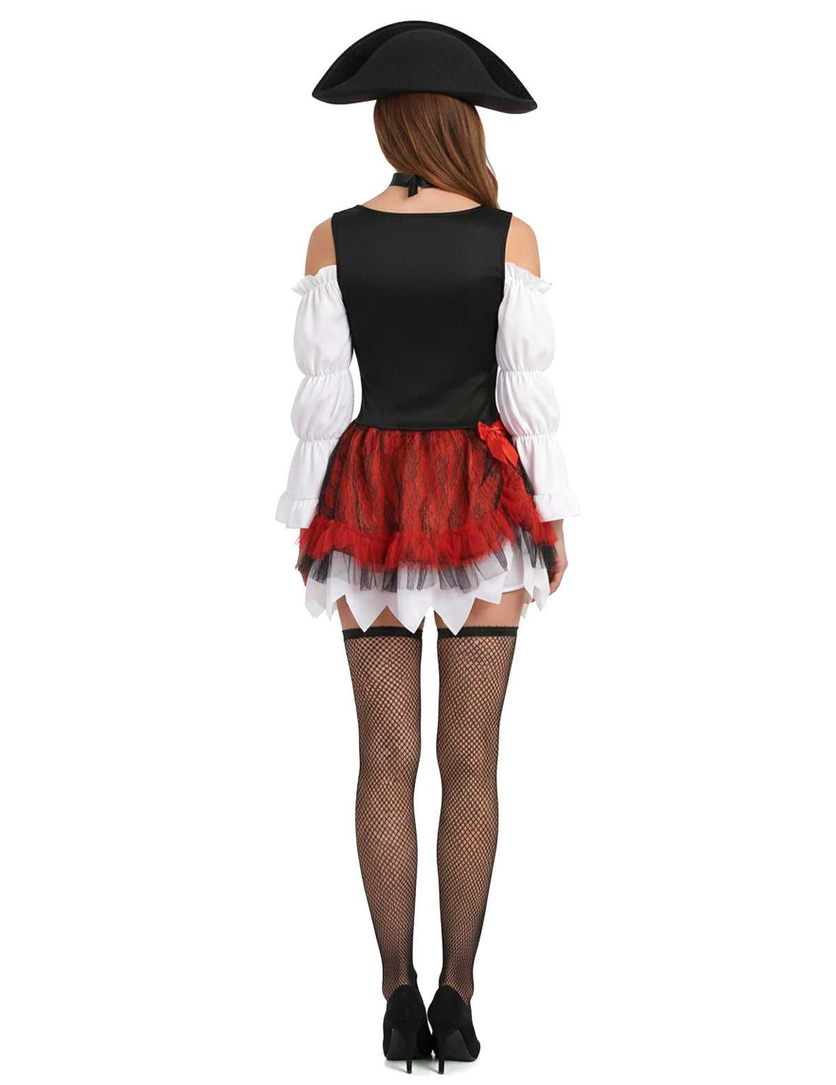 Vue de dos du déguisement pirate sexy pour femme