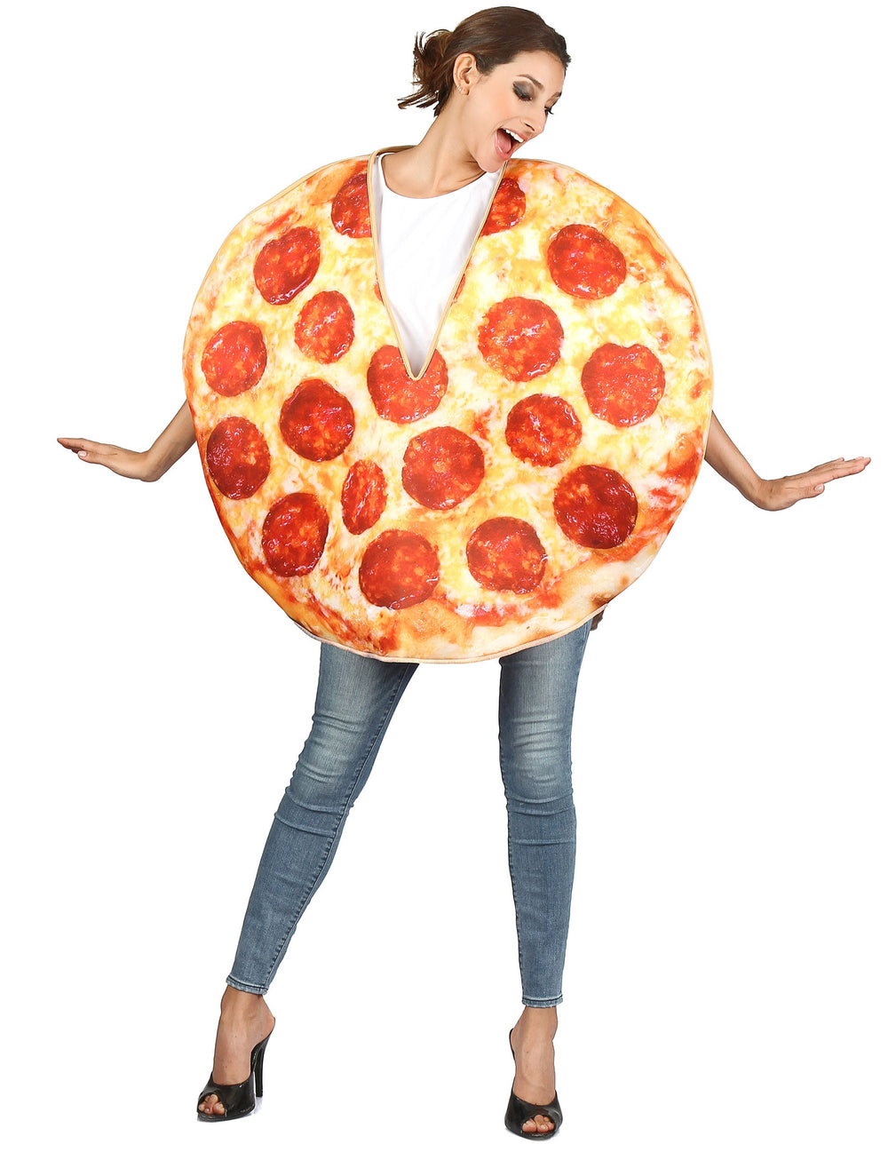 Déguisement pizza pour adulte au pepperoni