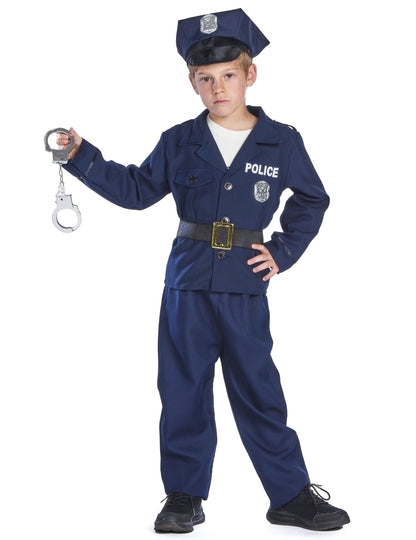 Lisice, ki jih drži v roki luksuznega policijskega kostuma