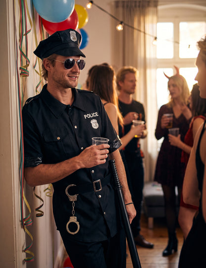 Črni policijski kostumski moški