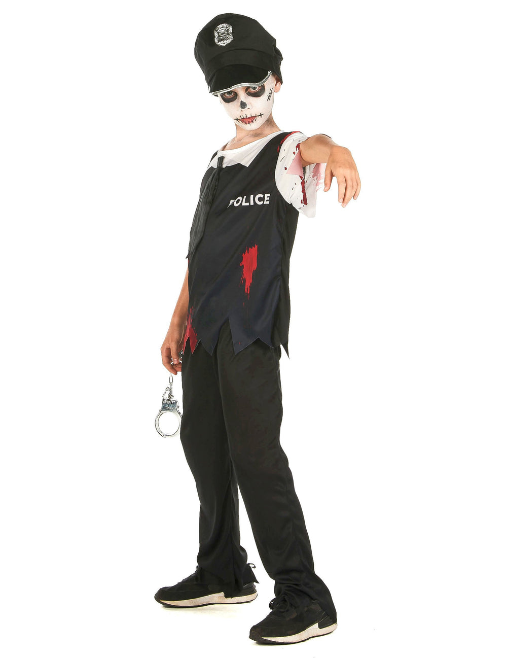 Vue de profil du déguisement de policier zombie pour enfant