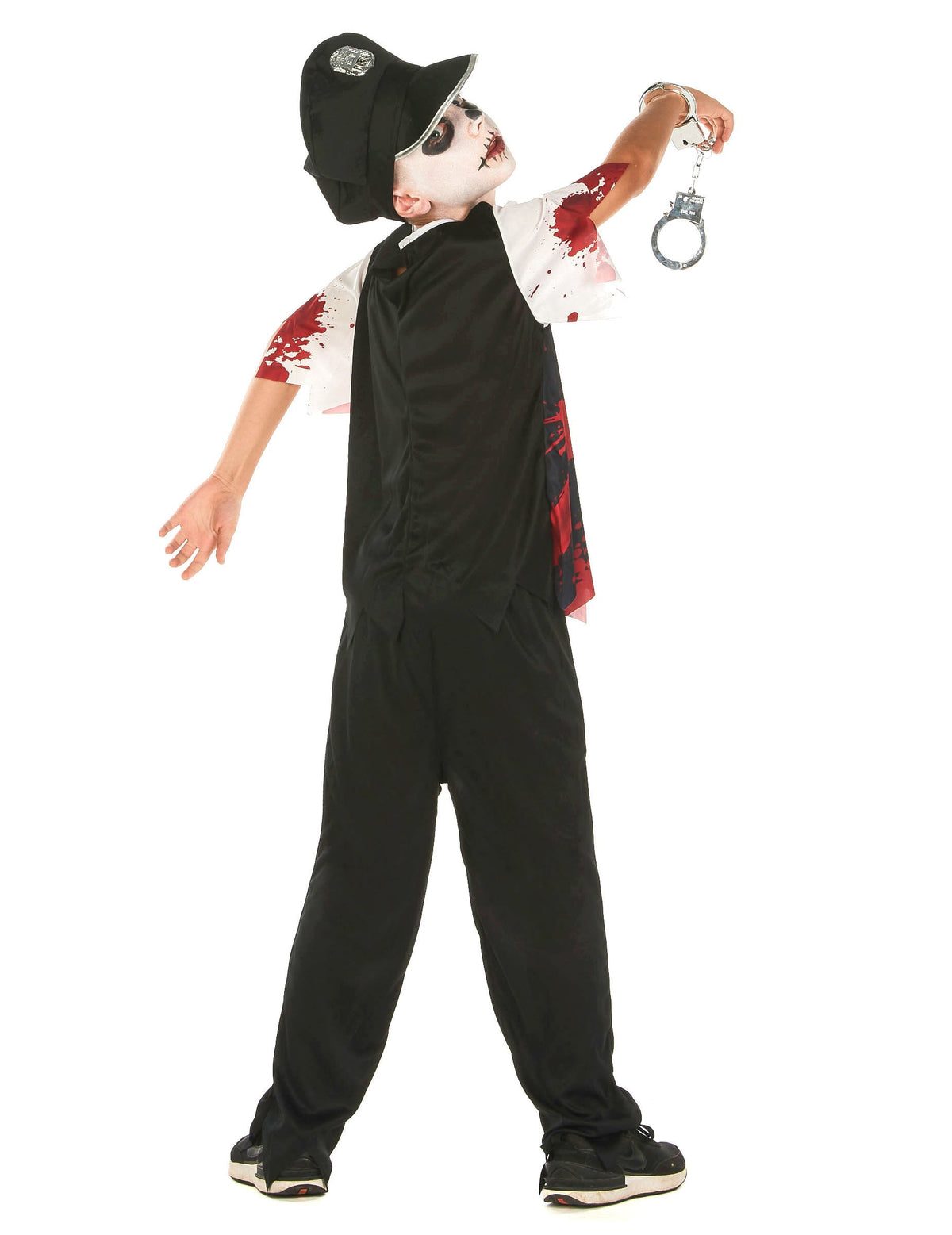 Vue de dos du déguisement de policier zombie pour enfant