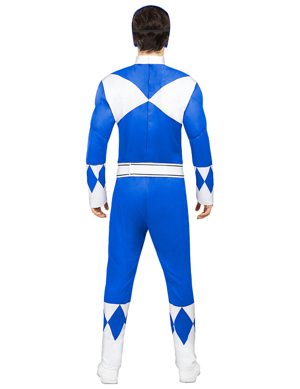 Déguisement Power Ranger™ bleu pour adulte bleu et blanc vue de dos