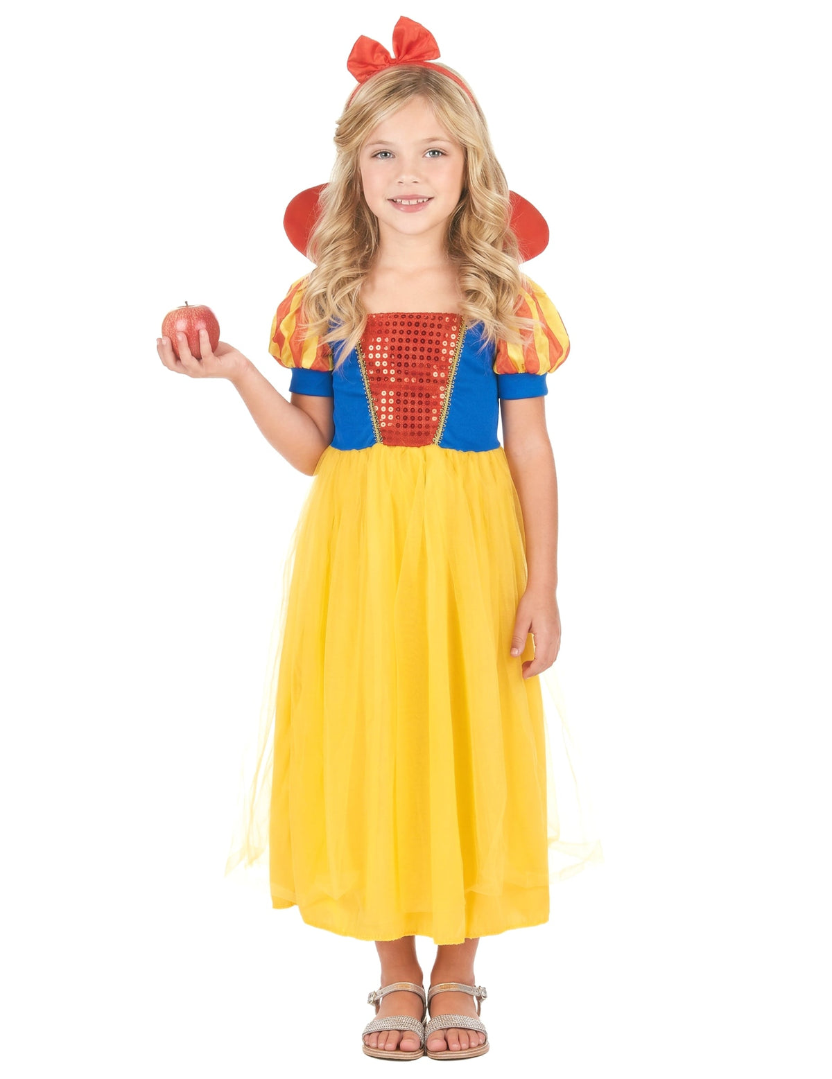 Vue de face en pied du déguisement de princesse avec serre-tête